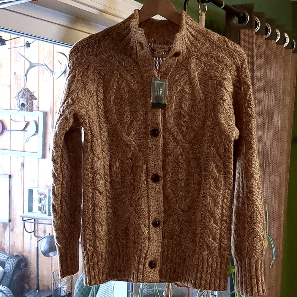 L.L.Bean 1912 Heritage Wool Blend Mockneck Cardigan
